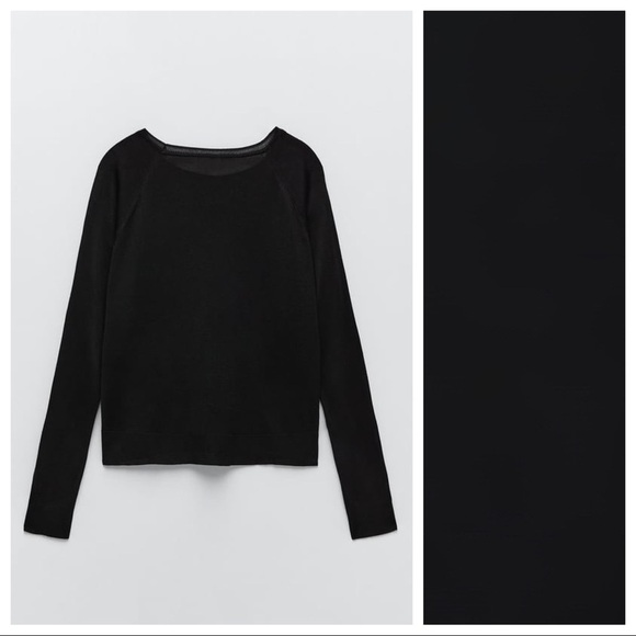 NWT. Zara Black Long Sleeves Round Neck Sweater. Size L. - Picture 2 of 5